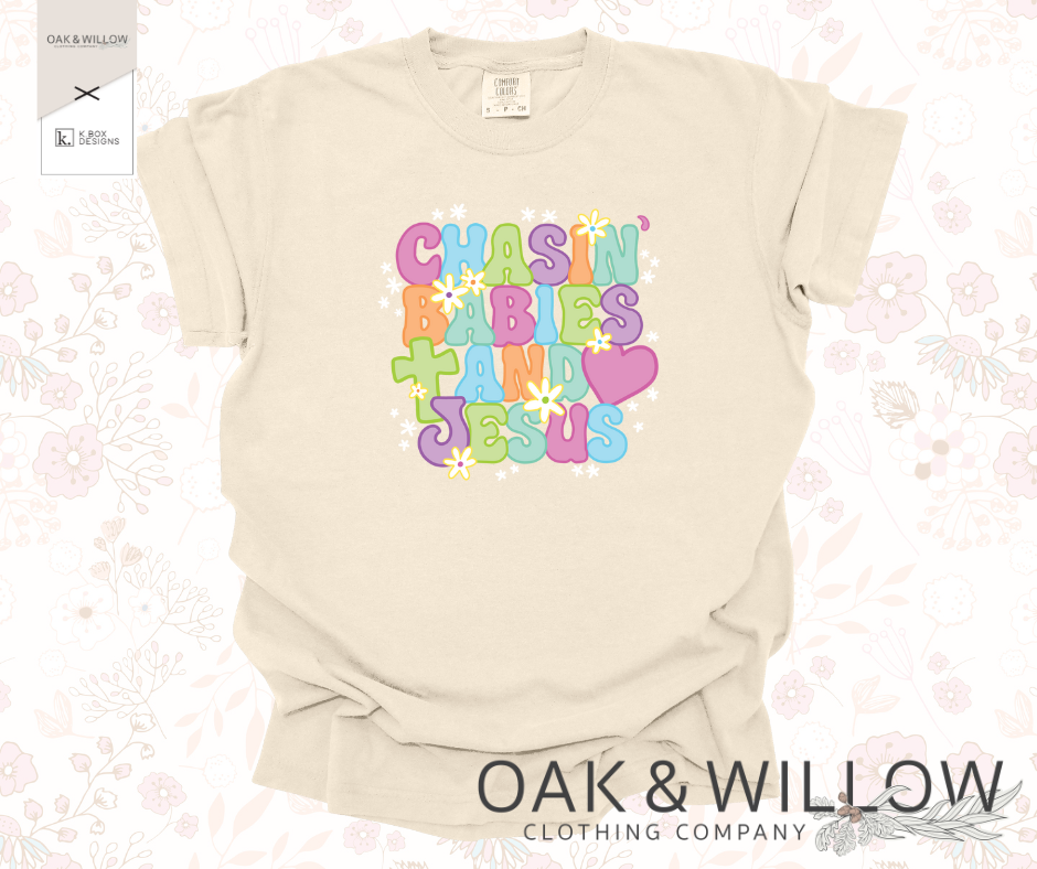 The perfect comfort colors tee for the Jesus lovin' Mothers who are always chasin' their babies!