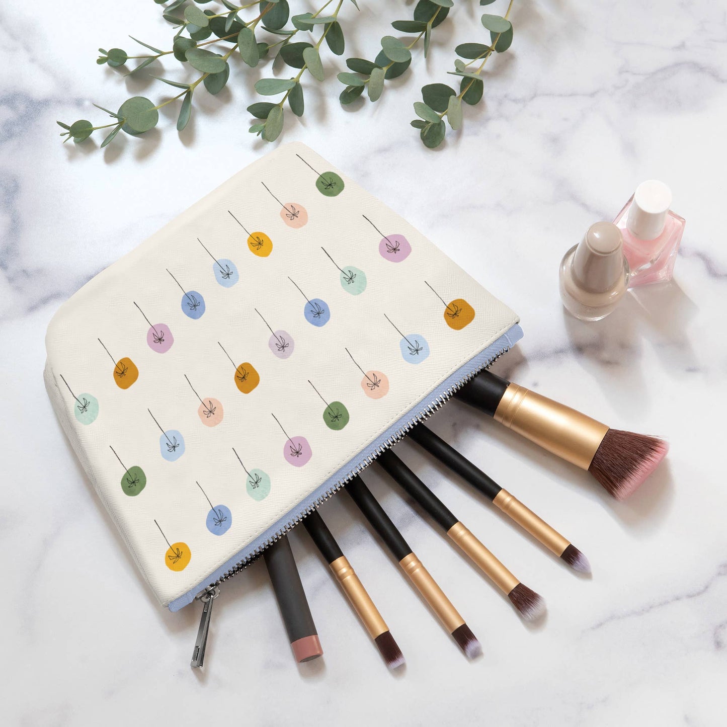 Dotted Palms Cosmetic Clutch Pouch