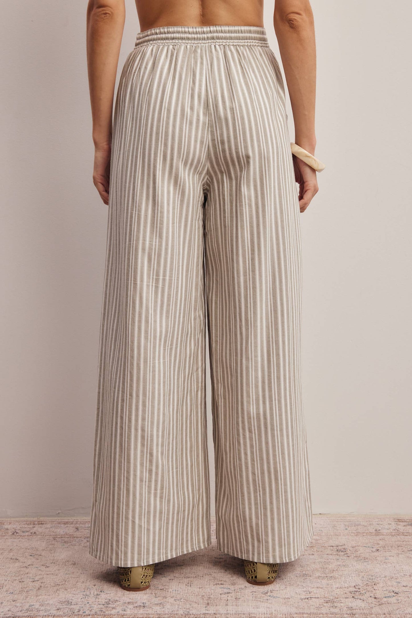 Striped Cotton Wide-Leg Pant