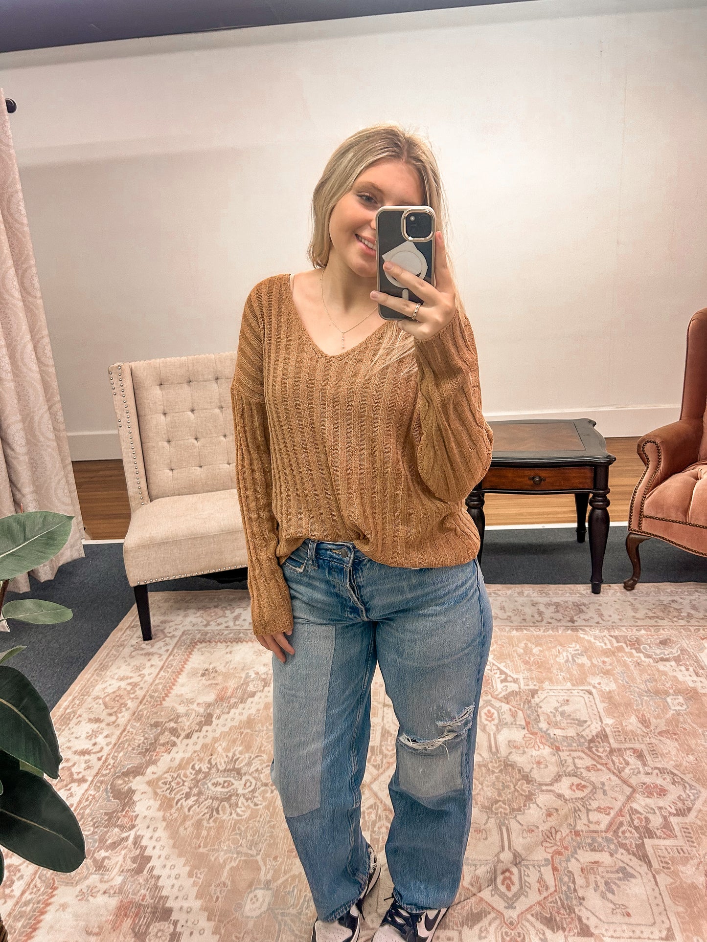 Fresh Start Ribbed V-Neck