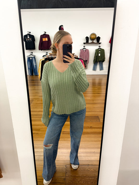 Fresh Start Ribbed V-Neck