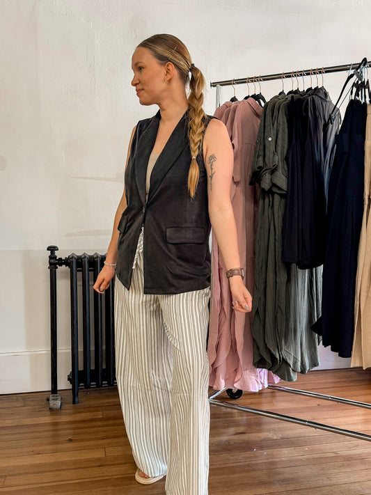 SHAWL NECK OPEN FRONT KNIT VEST BLAZER