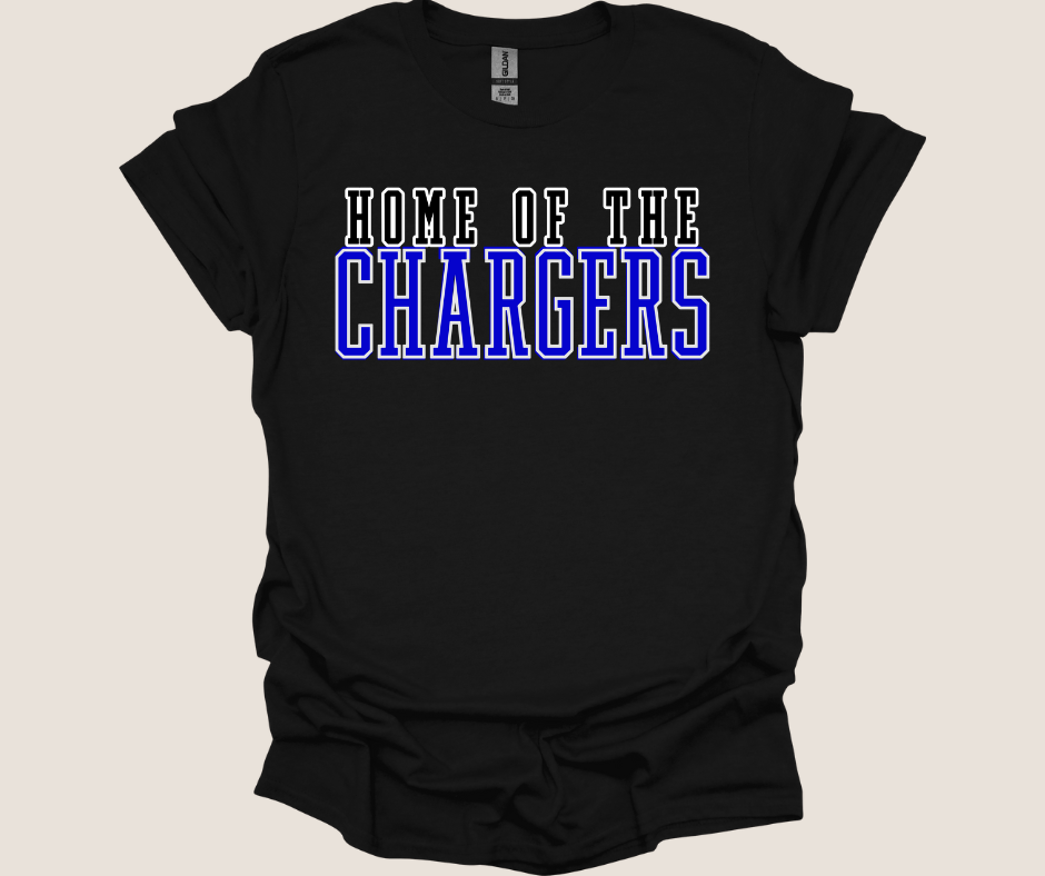 Home Of The Chargers Tee  Black