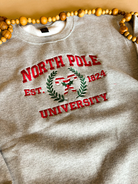 North pole embroidered Crew