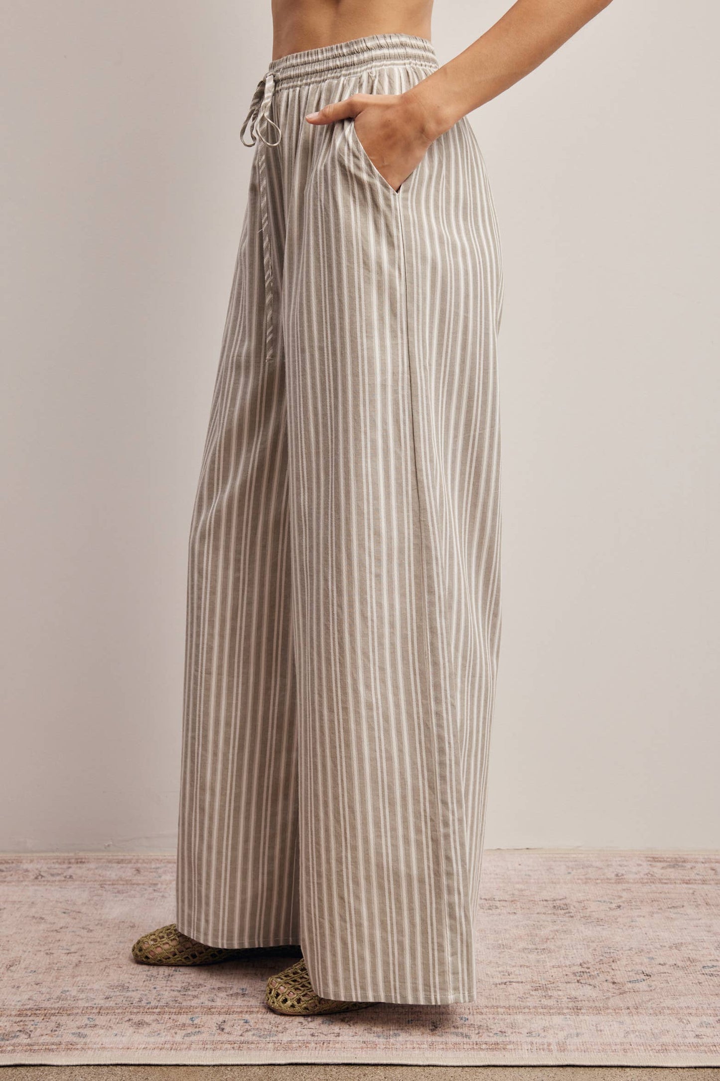 Striped Cotton Wide-Leg Pant