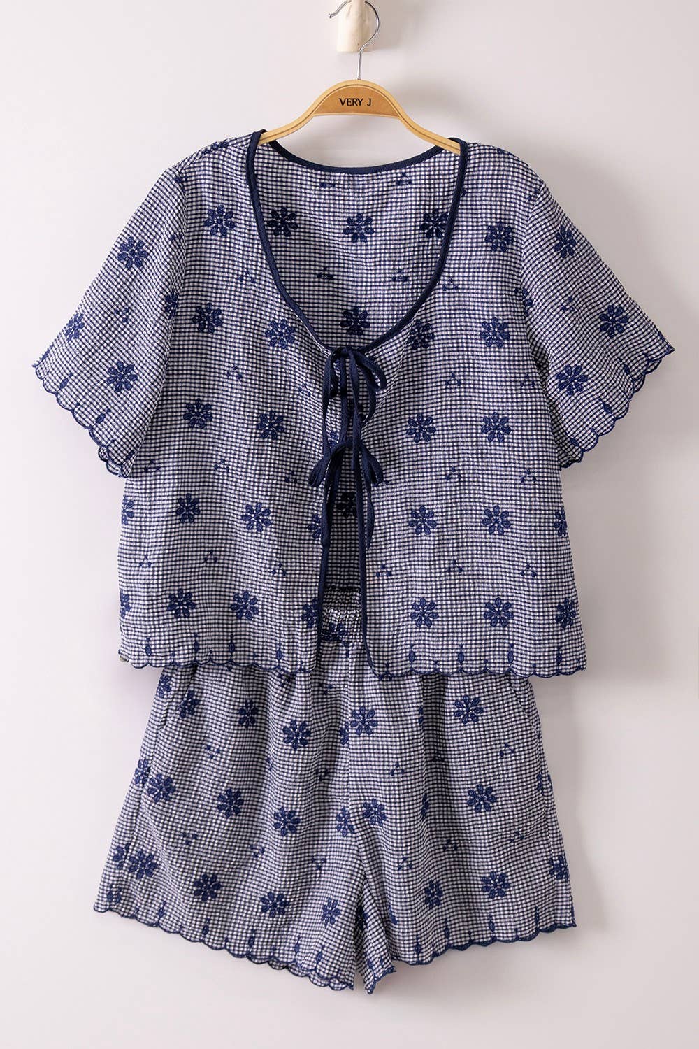 Floral Embroidery Woven Top & Shorts Set