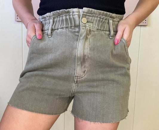 Olive Washed Shorts